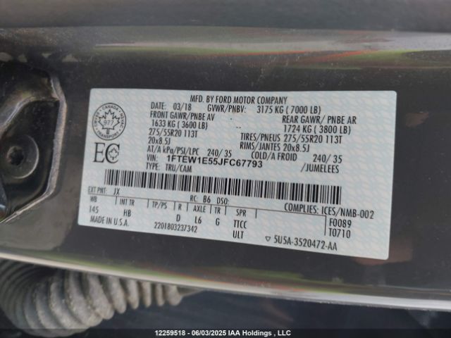1FTEW1E55JFC67793 Ford F150 Supercrew