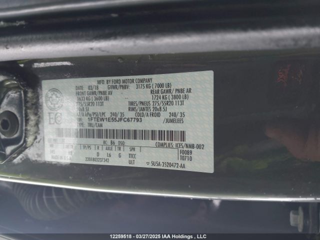 1FTEW1E55JFC67793 Ford F150 Supercrew