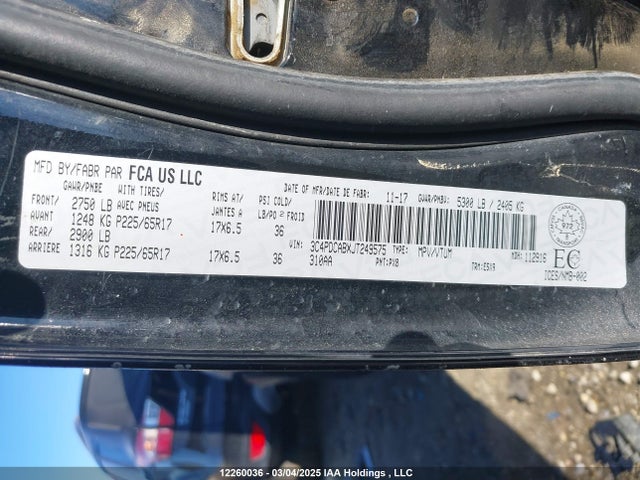 3C4PDCABXJT249575 Dodge Journey