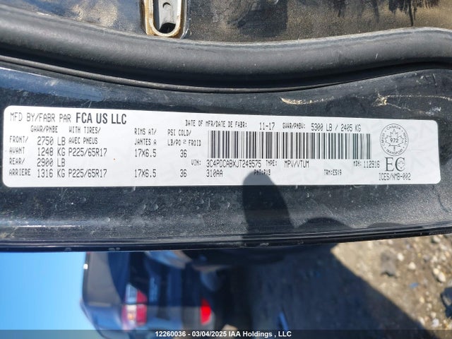 3C4PDCABXJT249575 Dodge Journey
