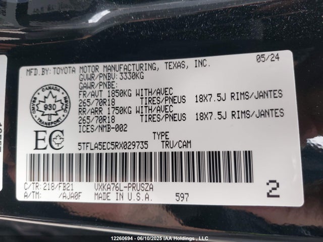 Toyota Tundra Sr5 2024 5TFLA5EC5RX029735 Image 18