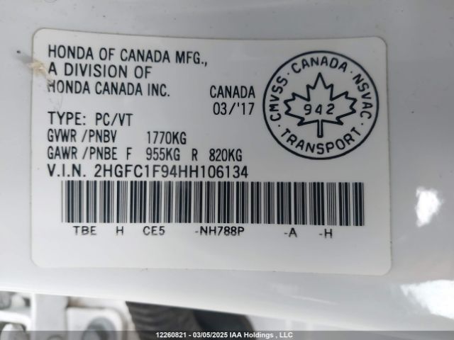 2HGFC1F94HH106134 Honda l15b7