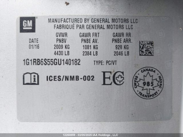 1G1RB6S55GU140182 Chevrolet Volt Ltz