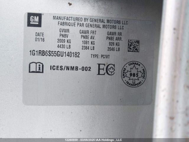 1G1RB6S55GU140182 Chevrolet Volt Ltz