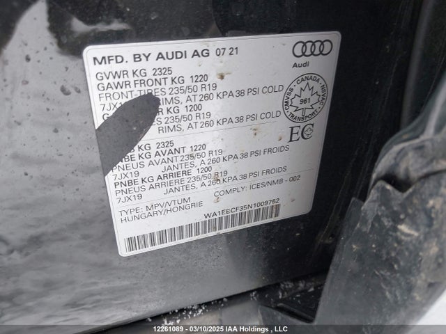 Audi 45 tfsi 2022 WA1EECF35N1009752 Image 9