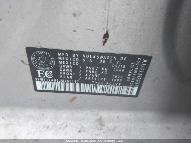 3VW117AU2JM765167 Volkswagen Golf Sportwagen S