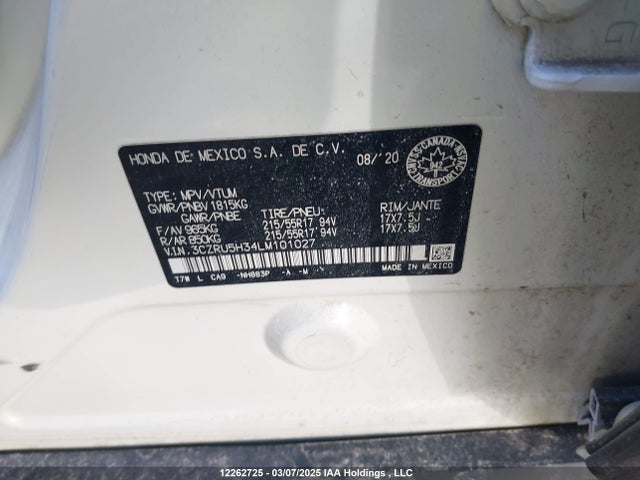 3CZRU5H34LM101027 Honda r18z9