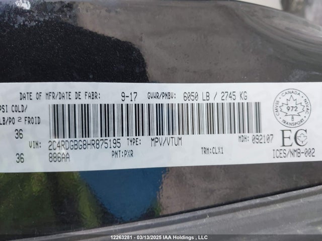 Dodge Grand Caravan Se 2017 2C4RDGBG8HR875195 Image 9