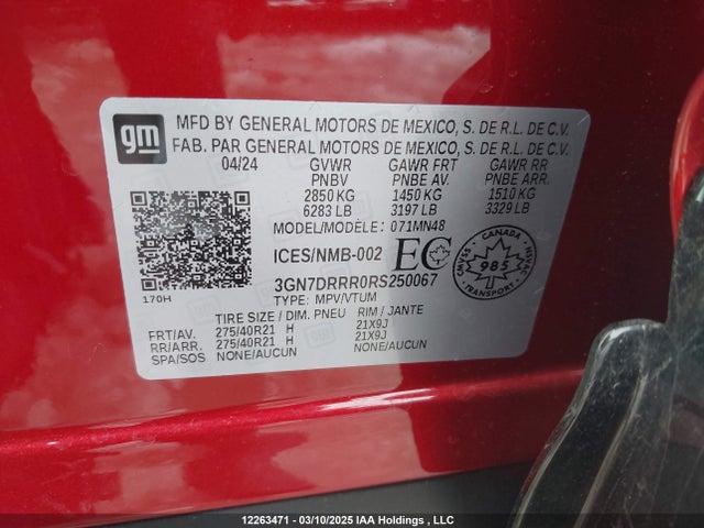 Aukcja sprzedaży 2024 Chevrolet Equinox Ev, vin: 3GN7DRRR0RS250067, numer aukcji: 12263471