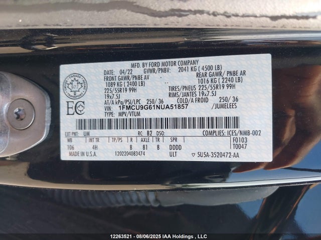 1FMCU9G61NUA51857 Ford dragon di tc