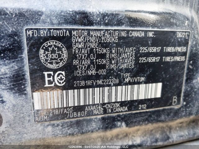 2T3B1RFV1MC223308 Toyota RAV4 LE