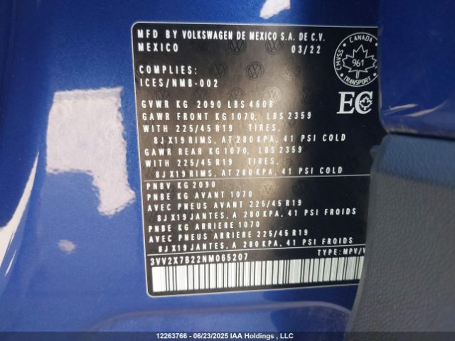 3VV2X7B22NM065207 Volkswagen tsi