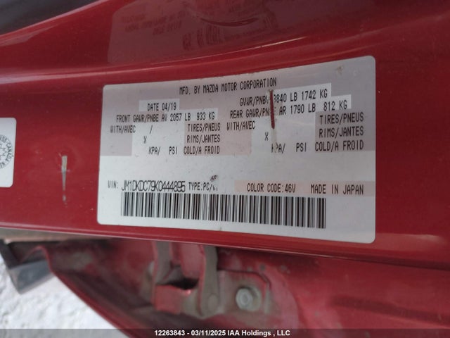 JM1DKDC79K0444895 Mazda pe