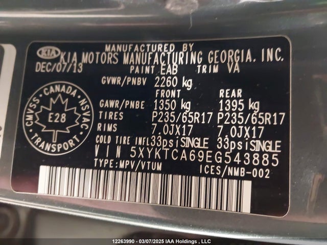 5XYKTCA69EG543885 KIA Sorento