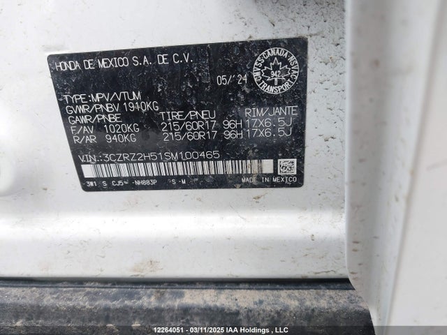 3CZRZ2H51SM100465 Honda k20z5