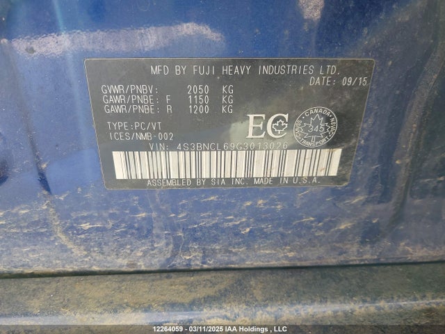 4S3BNCL69G3013026 Subaru Legacy 2.5i Limited Package