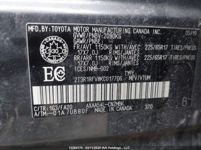2T3R1RFV8KC017706 Toyota a25a-fks