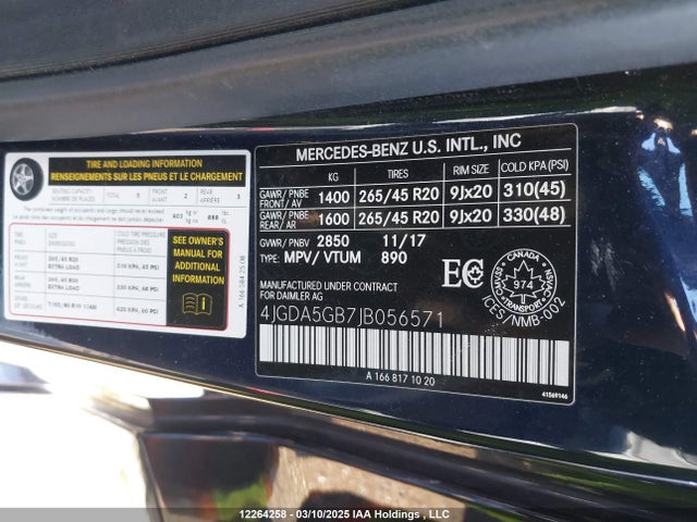 4JGDA5GB7JB056571 Mercedes-Benz m276