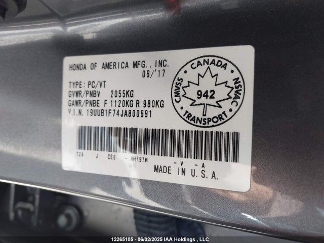 19UUB1F74JA800691 Acura k24w7
