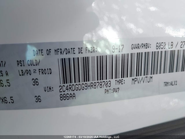 2C4RDGDG9HR878703 Dodge 2017
