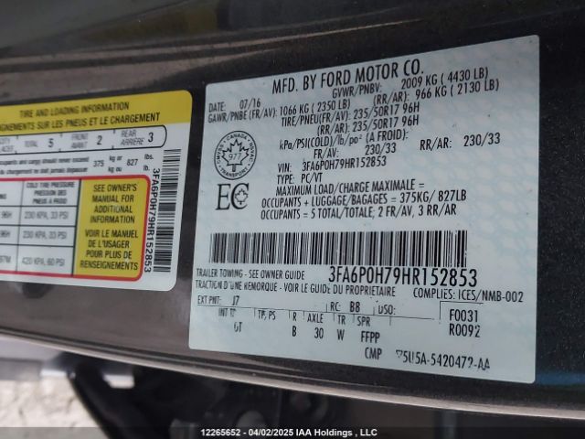 3FA6P0H79HR152853 Ford 2017