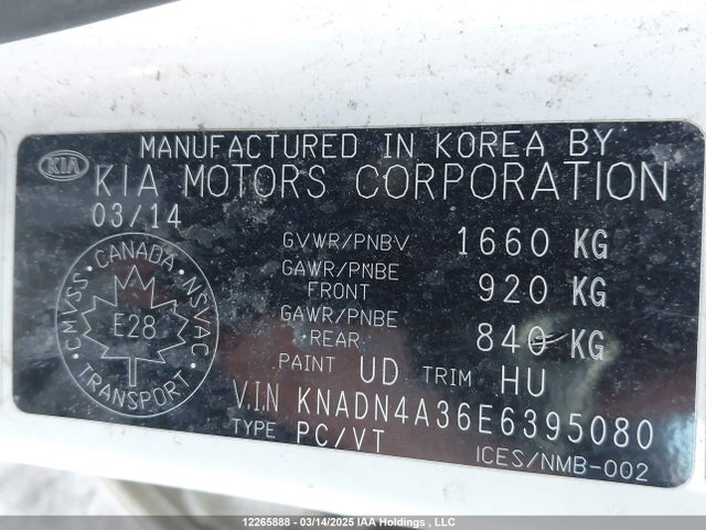 KNADN4A36E6395080 KIA dohc gamma