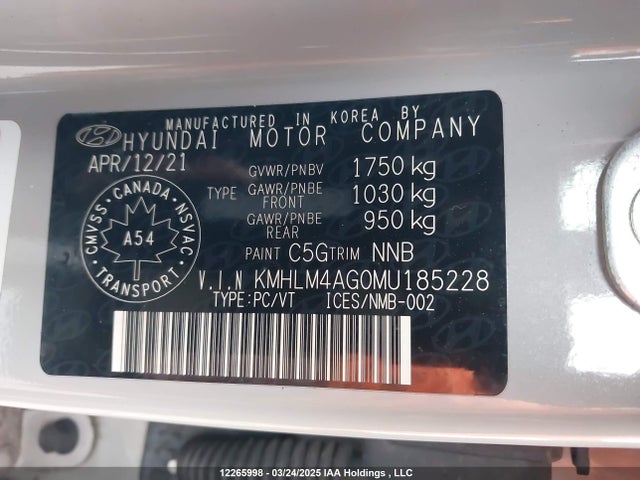 KMHLM4AG0MU185228 Hyundai mpi nu pe