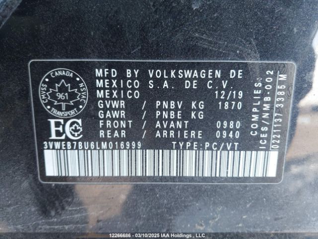 3VWEB7BU6LM016999 Volkswagen 1.4 tsi
