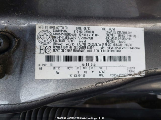 Ford 2014 2014 1FADP3F25EL146364 Image 9