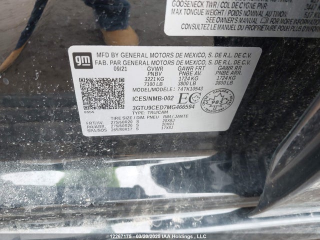 3GTU9CED7MG466594 GMC l84 - di, alum, gen 5, var 2