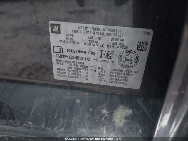 1GNSKHKC5HR131142 Chevrolet l83 - sidi: spark ignited direct injection, vvt: variable valve timing, afm, e85 max, alum