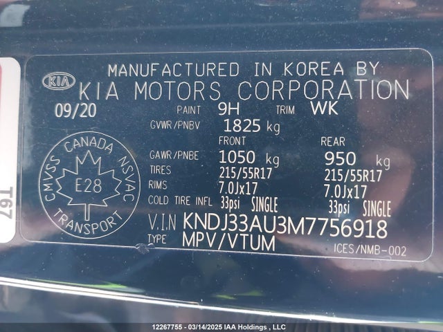 KNDJ33AU3M7756918 KIA mpi nu