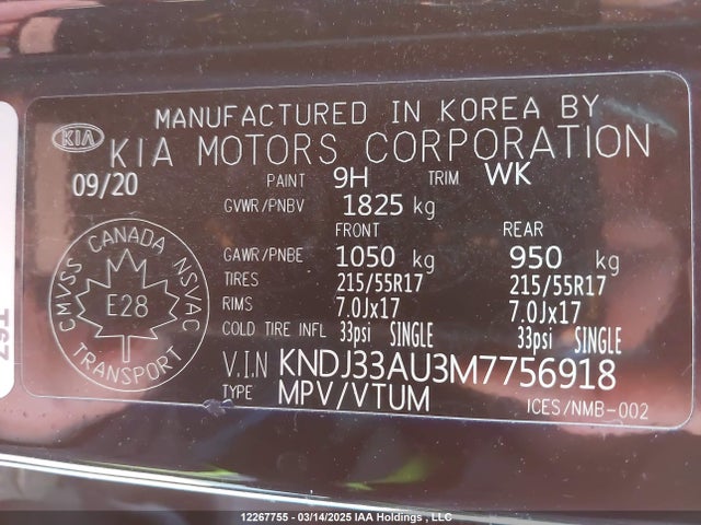 KNDJ33AU3M7756918 KIA mpi nu