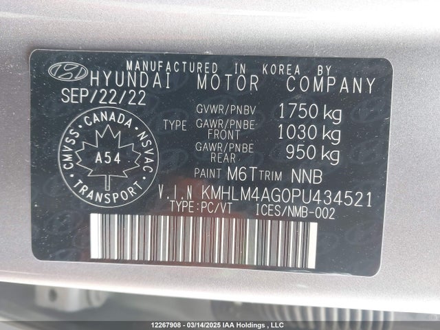 KMHLM4AG0PU434521 Hyundai mpi nu pe