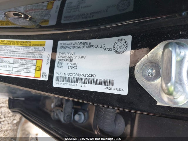 1HGCY2F50PA800369 Honda Accord Hybrid Sport
