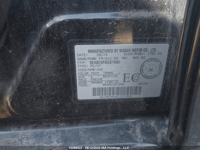 3N1AB7AP4EL671543 Nissan 2014
