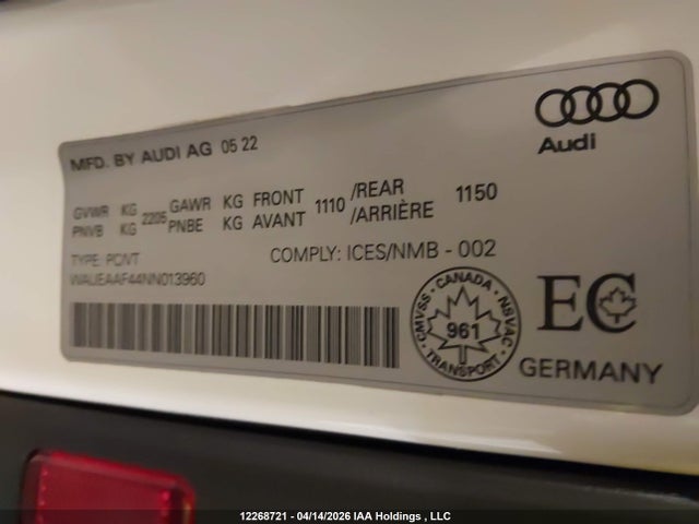 WAUEAAF44NN013960 Audi A4 Premium Plus 45
