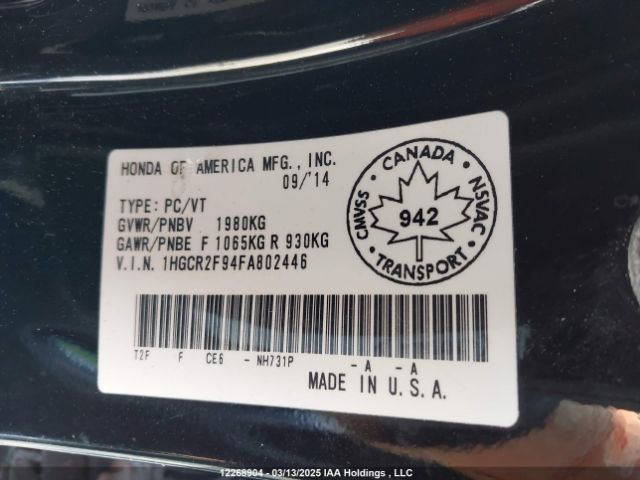 1HGCR2F94FA802446 Honda 2015