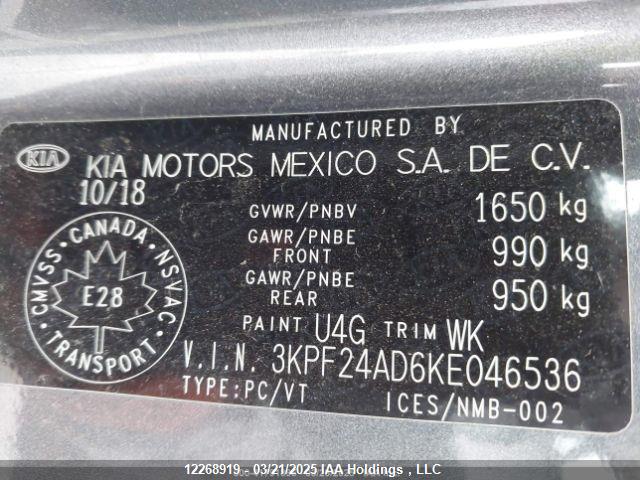 3KPF24AD6KE046536 KIA Forte