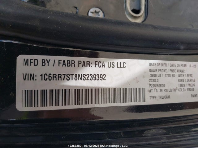 RAM 2022 2022 1C6RR7ST8NS239392 Image 19