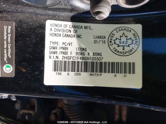 2HGFC1F48GH105507 Honda CIVIC EX