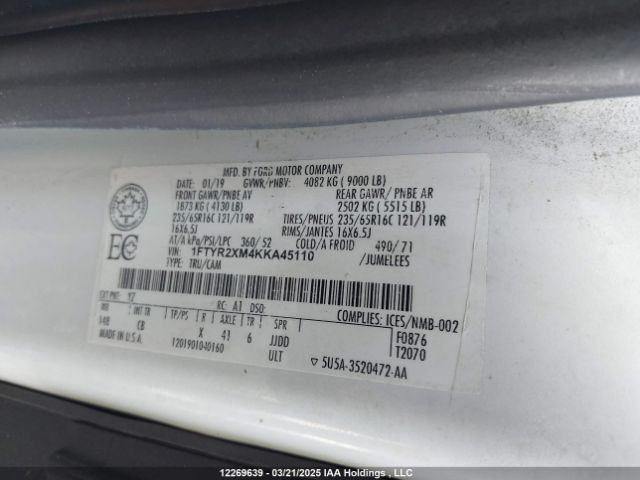 1FTYR2XM4KKA45110 Ford Transit-250