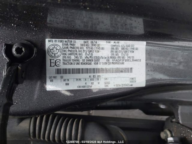1FADP3F25EL394632 Ford FOCUS SE