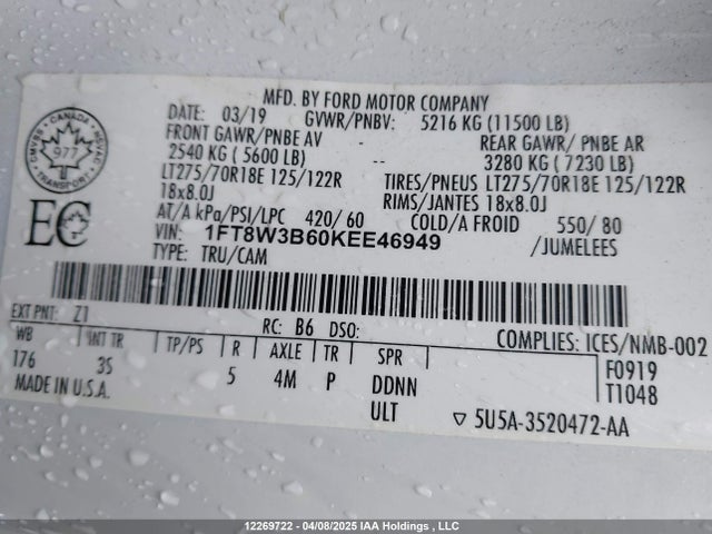Ford 2019 2019 1FT8W3B60KEE46949 Image 19
