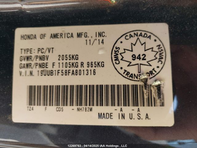 19UUB1F58FA801316 Acura k24w7