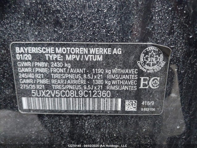 5UX2V5C08L9C12360 BMW 2020