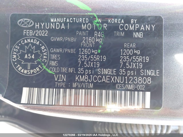KM8JCCAEXNU123808 Hyundai Tucson N Line Awd