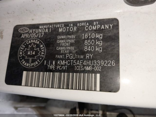 KMHCT5AE4HU339226 Hyundai ACCENT SE