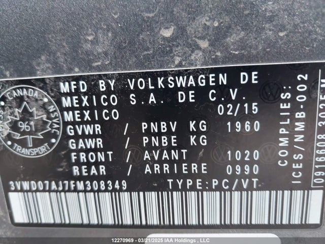 3VWD07AJ7FM308349 Volkswagen 1.8t