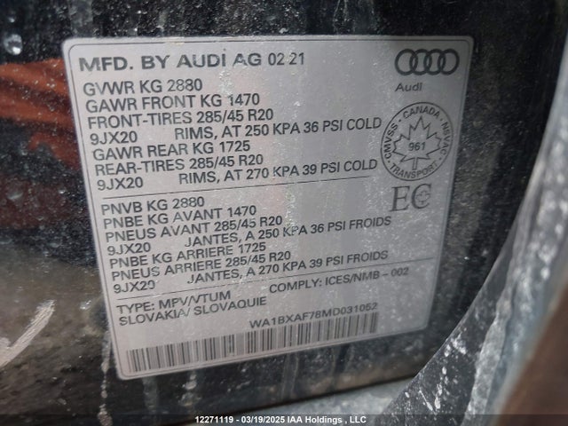 WA1BXAF78MD031052 Audi 55 tfsi